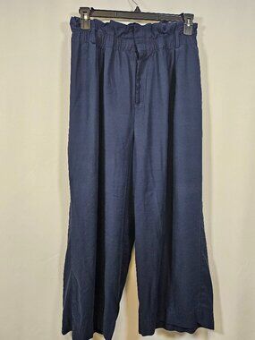 Lane Bryant Wide Leg Paper Bag Waist Navy Blue Pants Size 24